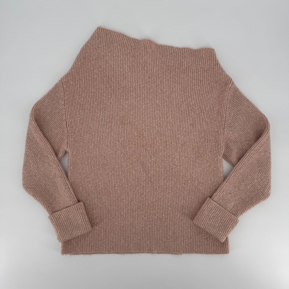 Treasure & Bond Womens XS Ribbed Off the Shoulder Sweater Pink Asymmetrical Knit
